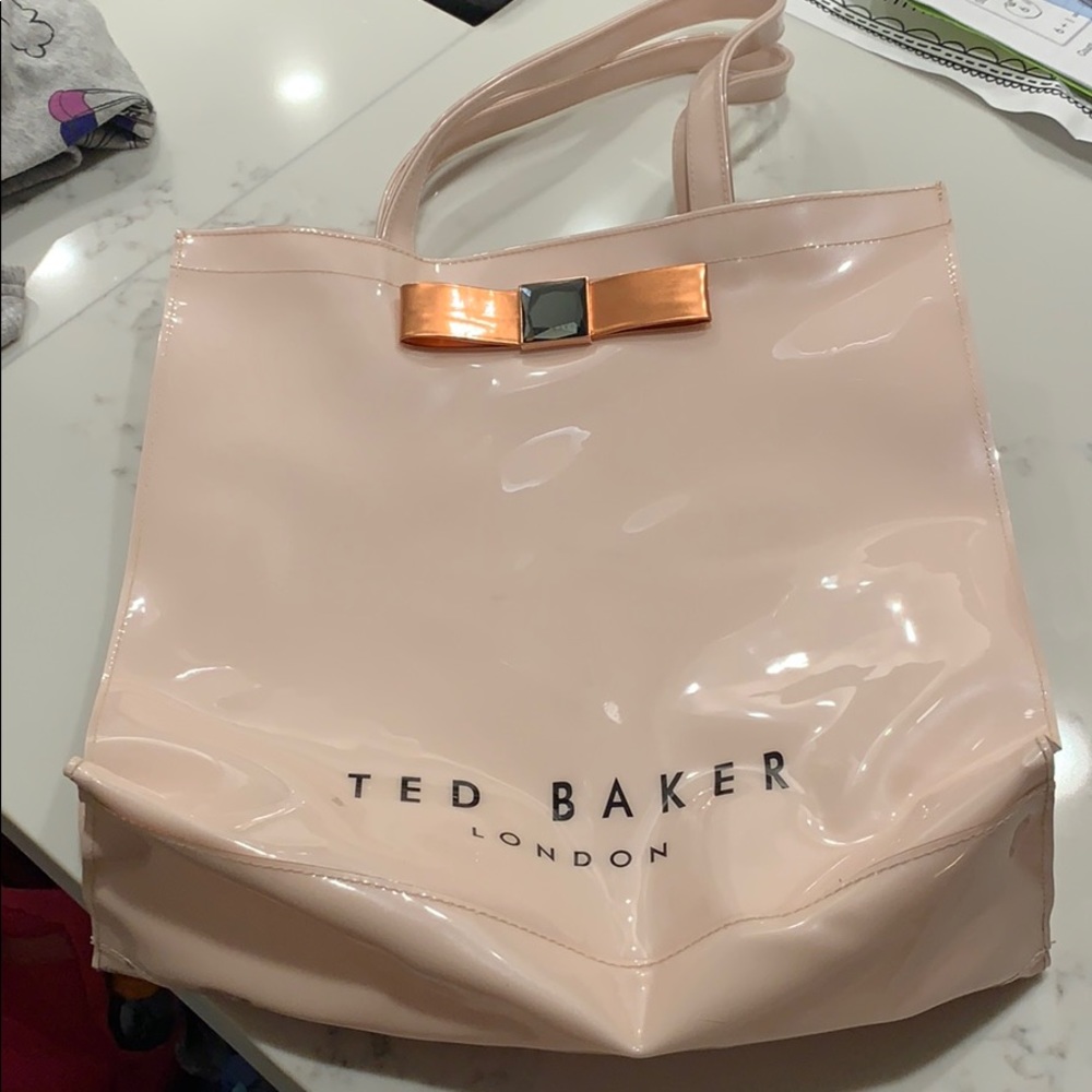 Ted Baker large pink vinyl shoulder bag